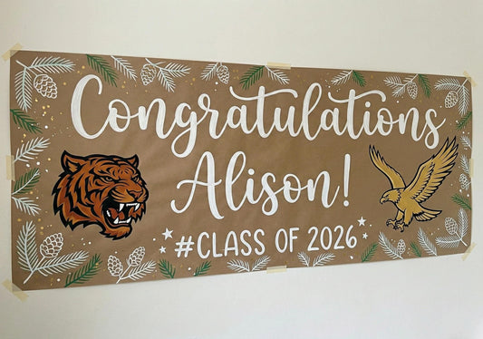 Personalized graduation kraft paper banner Class of 2026 party backdrop