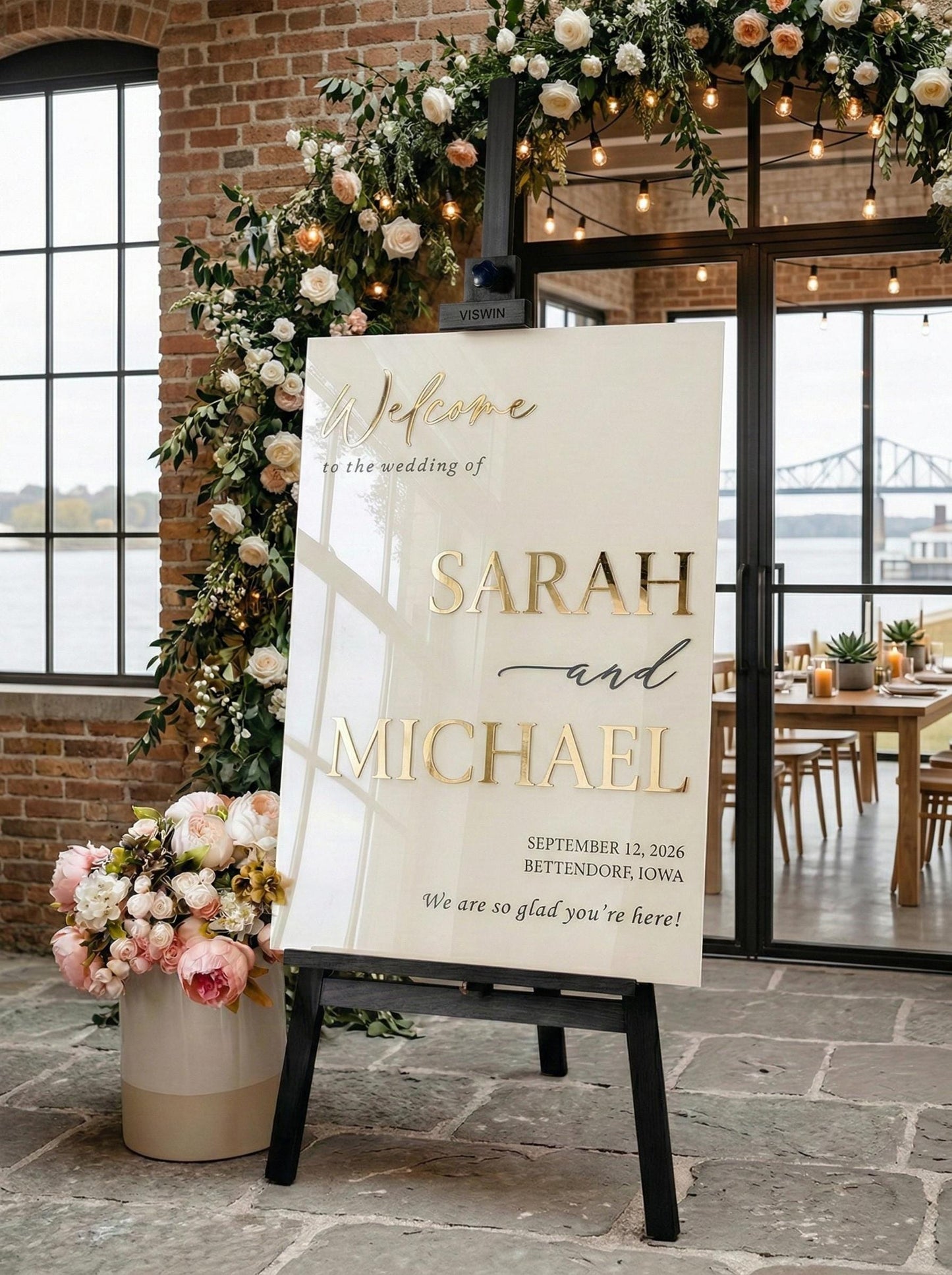 Personalized Acrylic Wedding Welcome Sign with 3D Raised Names