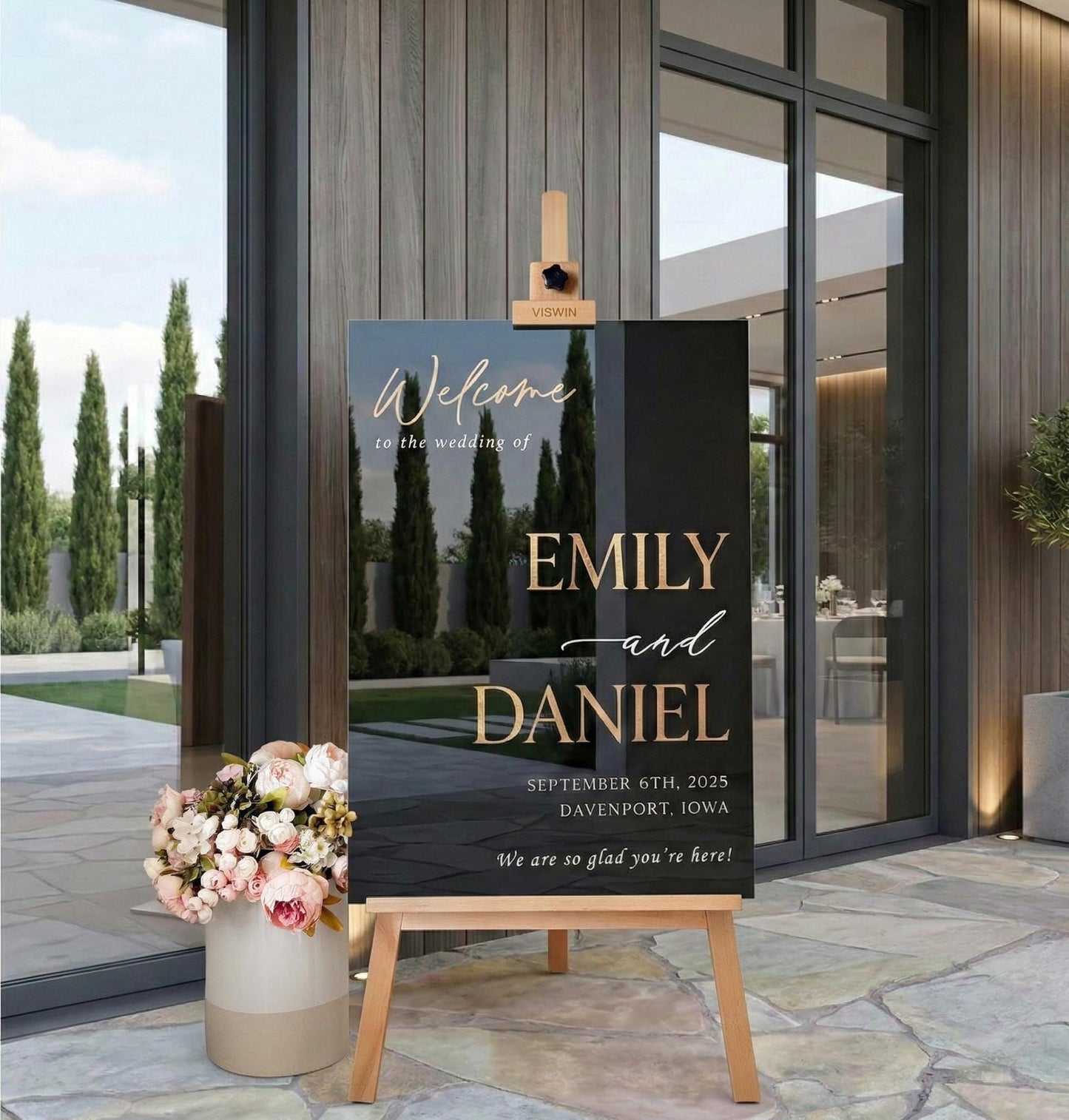 Personalized Acrylic Wedding Welcome Sign with 3D Raised Names