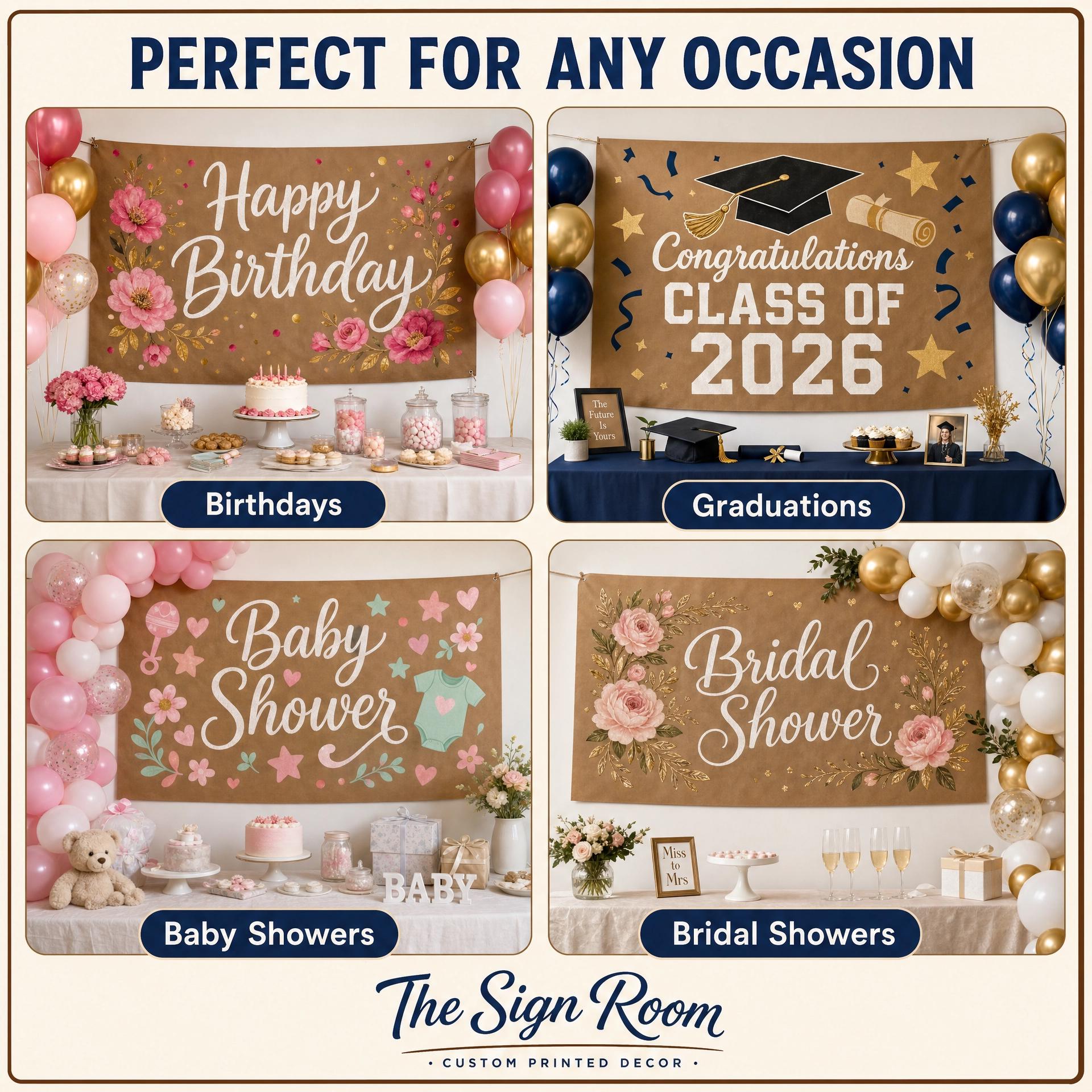 Custom graduation banner printed on kraft butcher paper